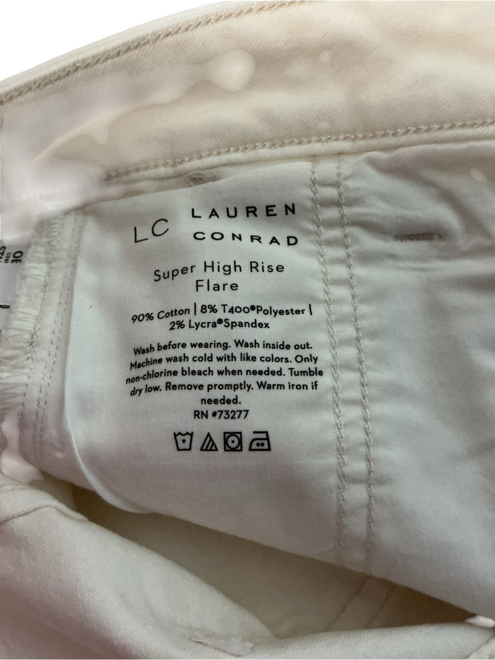 LC Lauren Conrad White Super High Rise Flare Jeans